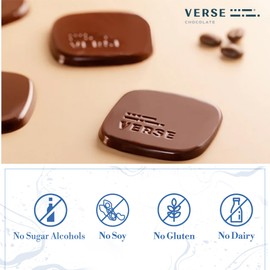 Verse 90% Dark Chocolate Squares - Only 1g Cane Sugar - Creamy Dark Cocoa - Individually Wrapped Cacao Chocolate Squares (9 Count, 2 Pack)