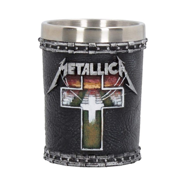 Nemesis Now Metallica-Master of Puppets Shot Glass 7cm, Resin w/stainless steel insert, Black, One Size