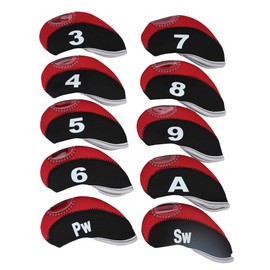 10 Pcs Neoprene Golf Club HeadCovers Iron Head Protect Cover Set (Color : Black+Red) Golf Iron Covers Golf Iron Covers