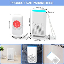 Foyucool Caregiver Pager, Rechargable Wireless Call Button 2000+ Feet, 5 Alert Modes, 58 Melodies, SOS Alert Nurse Calling System for Patien Elderly Monitoring at Home, 2 SOS Button + 1 Receiver