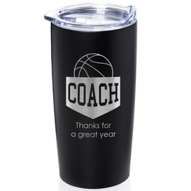 Lifetime Creations Engraved Basketball Coach Tumbler: Basketball Coach Gifts, Basketball Coach Thank You Gift Ideas, Appreciation Gift, Insulated Stainless Steel (Matte Black, 20 Ounce Travel Mug)
