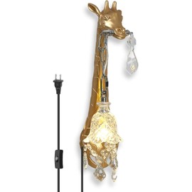 Giraffe Wall Lamp,Resin Giraffe Lamp with Crystal Shade,Creative LED Wall Mount Light,Animal Lamp Lights for Living Room,Modern Sconces for Bedroom,Hallway (Left Giraffe Lamp)