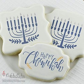 Hanukkah - Plantillas de galletas de grado alimenticio para decoración de pasteles y galletas, Menorah - Star of David-Festival of Lights - Juego de 3 plantillas reutilizables