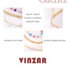 Vinzar Boho Gold Layer Chain Necklace Colorful Flowers Collar Necklace