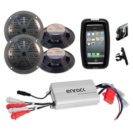 Enrock-Pyle New Outdoor Boat Bike ATV Marine Grade Black Speakers, 800W Amplifier,Phon