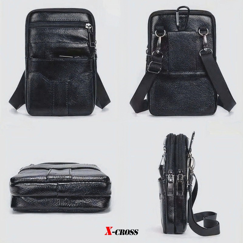 X-cross Cross Cross Smartphone Pouch, Shoulder Bag, Men's, Outdoors, Leather,