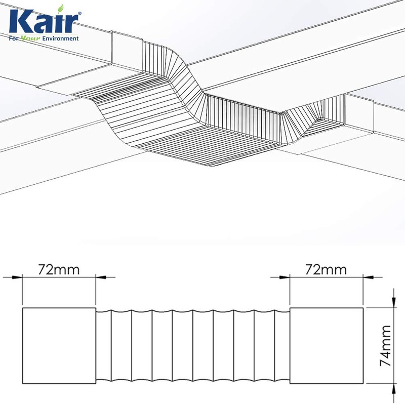 Kair Rectangular Flexible Bend 150mm x 70mm - 500mm Length