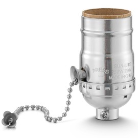 Enchufe de lámpara de cadena de tracción, base roscada estándar E26, piezas de lámpara para reemplazo de lámparas de mesa y pie, enchufe de luz con interruptor de cadena de tracción, listado UL, 1