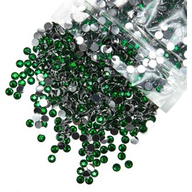 qiipii 10000PCS 2mm Emerald Green Crystal Resin Rhinestones for Crafting SS6 Flatback Dark Green Stones Bulk Non-Hotfix Diamonds Crystals Gems Charms for Nails Face Eyes Makeup Mug Tumblers DIY Crafts