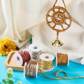 KISSITTY 3mm Macrame Cord 25 Yards Round Polyester Gold Metallic Thread Colorful Beading Decorative Craft String for DIY Jewelry Making Crafting Knitting Wall Hanging Gift Wrapping