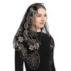 Bozidol Mantilla Triangular Embroidered Virgin Mary Sunflower Veil - Black