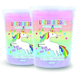 Unicornucopia Cotton Candy - 2 Pack - 6 Flavor Rainbow Cotton Candy - Unicorn Birthday Party Favors Candy for Party Bags - Individual Cotton Candy Favors Rainbow Party Goodie Bag Bulk Party Favor for Kids Birthday