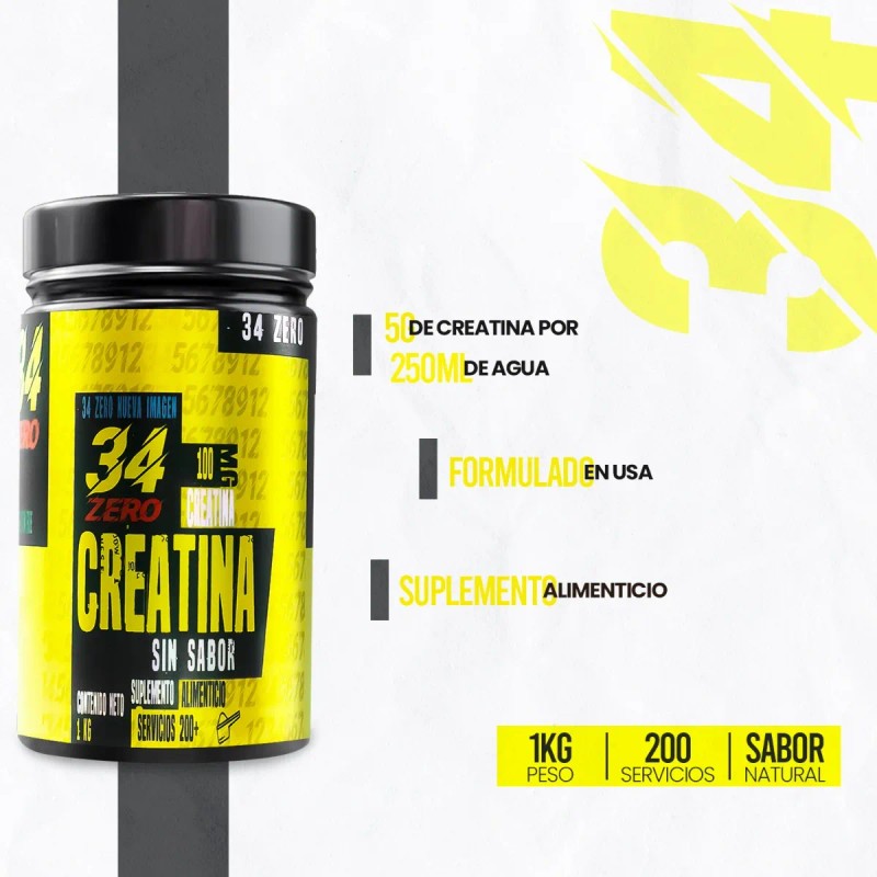 Suplemento en polvo 34 ZERO Creatina sabor natural x 1kg