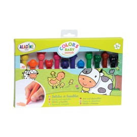 Aladine 3042015 Wachsmalstifte mit Tierköpfen, 12 verschiedene Farben und Tiere, für Kinder ab 2 Jahren