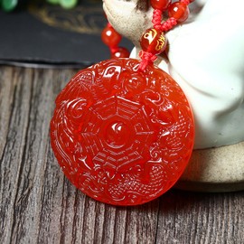 c1lint7785631 Women's Necklaces Men's Necklaces Pure Natural red agate Craftsmanship Dragon Phoenix Gossip Pendant Necklace Amulet