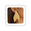 Dervivea Punk Large Leaf Dangle Earrings Gold Leaf Statement Earrings