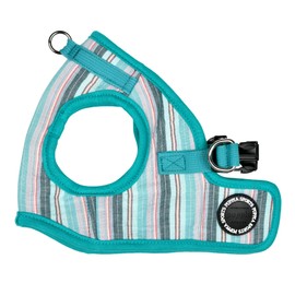 Puppia Theros Dog Vest Harness B (Step-in) Fashionable Striped Pattern Spring Summer Harness for Small and Medium Dogs, Aqua, X-Large