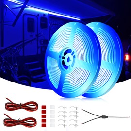 Yeenoon COB RV Awning Lights, 12V 32.8FT Camping Awning Light, IP68 Waterproof LED Lights, RV Exterior Strip Lights for Motorhome Travel Trailer Canopy Party, Stands Food Trucks (Blue)