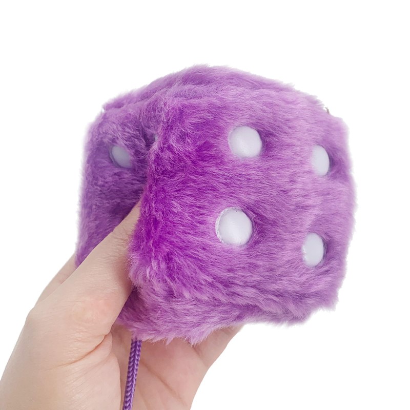 YGMONER Purple Fuzzy Dice for Car Rear View Mirror, Pair