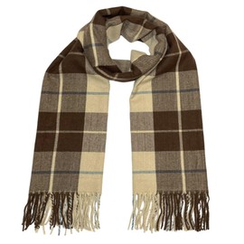 WESTEND CHOICE Winter Scarves Tartan Style Scarf for Women & Men Check Plaid Scarves Pashmina Shawls and Wraps 200 x 70 cm (Brown)