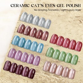 MIZHSE Cat Eye UV Gel Nail Polish Set with Magnet 8 Colours Cateye UV Gel Nail Polish Set Cat Eye Glitter Magnetic Nail Polish Cateye Polish for Nails DIY Manicure Art