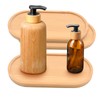 3 Pack Bamboo Trays for Bathroom Shampoo Shower Dispenser Holder