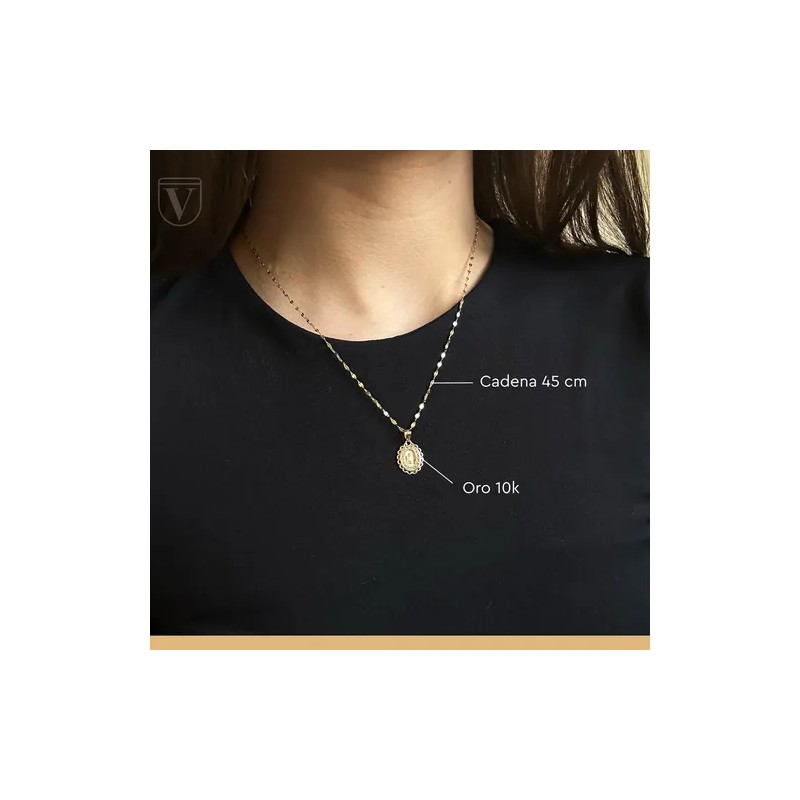 Medalla Virgen De Guadalupe Oro Rosa 10k Y Cadena De