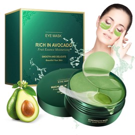 LETTERASHQP Augenpads 60pcs Eye Pads Gegen Augenringe, Augenmaske mit Kollagen und Hyaluronsäure, Avocado Essenz Eye Patch Hydrogel, Feuchtigkeit Spendende Augenmaske für Augenringe und Schwellungen