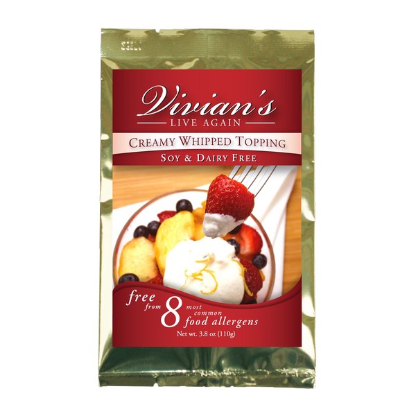 Vegan Whipped Cream Replacement, Dairy Free, Soy Free, Gluten Free, Coconut Free, Shelf Stable Mix by Vivian's Live Again - Single Packet