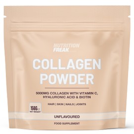 Collagen Peptides Powder, 5000mg Hydrolysed Bovine, with Vitamin C and Biotin, 156g, 30 Servings (156g, Unflavoured)