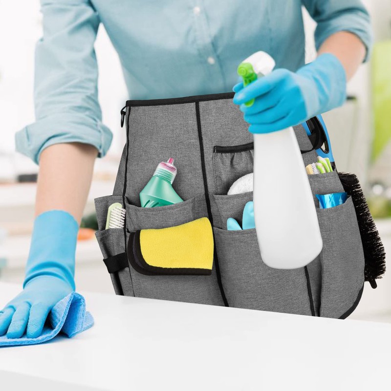 LoDrid Professional Cleaning Apron with 9 Pockets and Adjustable Waist