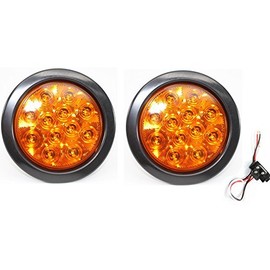 Sparkling 4" Amber Round Turn Tail Parking Signal LED Light for Truck Trailer RV w Plug Grommet