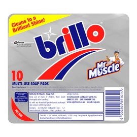 Mr Muscle Brillo Pad Multi-Purpose Steel Wool Soap Pads for Kitchen Cleaning (Pack of 10)
