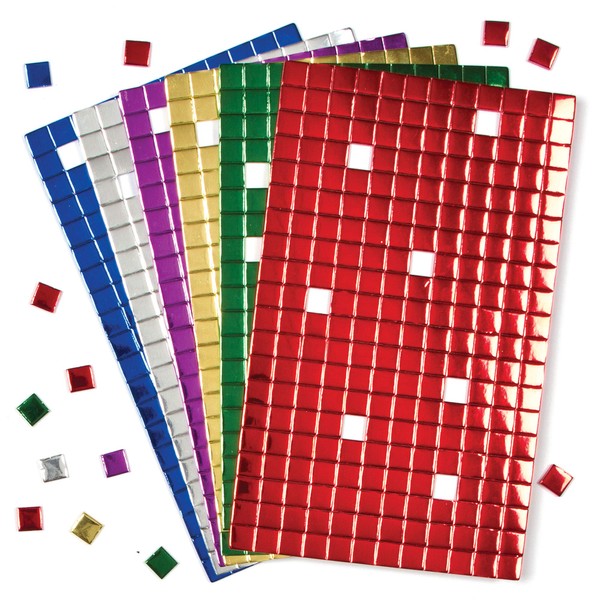 Baker Ross Selbstklebende Mosaik-Quadrate aus Moosgummi, metallic – ideal für