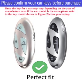 TOGAFEY for Hyundai Ioniq 6 Key Fob Cover with Keychain Metal Shell Car Key Case Holder 360 Degree Protection for Hyundai 2023 2024 Ioniq 6 Azera Grandeur GN7 Kona EV 5 Buttons smart key,Gray