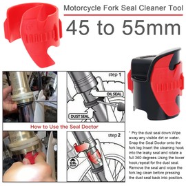 Windance Motorcycle Fork Seal Saver Cleaner Tool,45mm-55mm Front Fork Seal Cleaning, Shock Repairing Absorber Tool (Red)