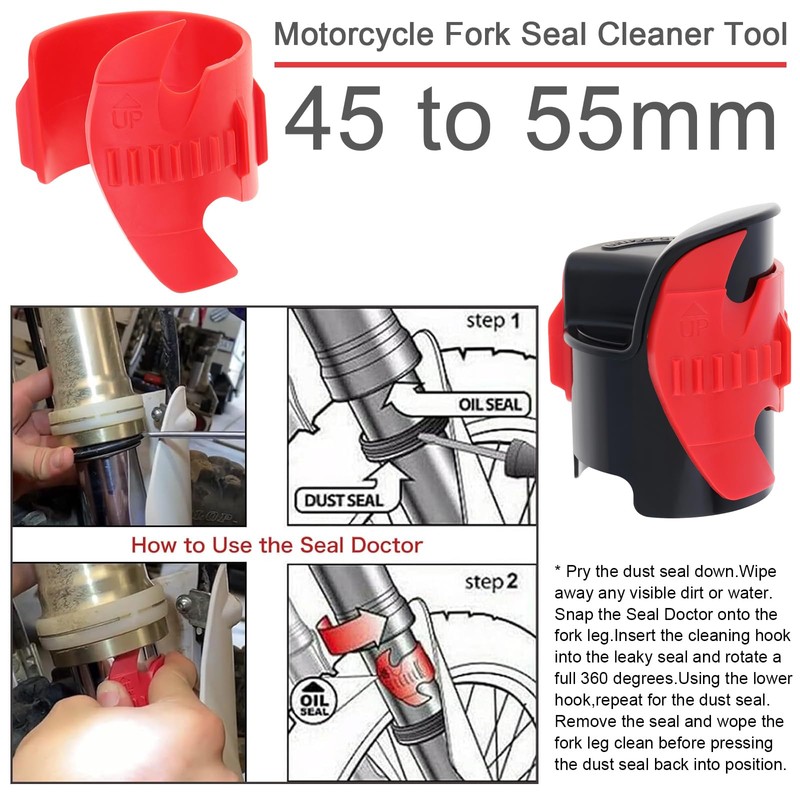 Windance Motorcycle Fork Seal Saver Cleaner Tool,45mm-55mm Front Fork Seal