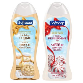 Softsoap Limited Edition Holiday Body Wash Set, Holiday Cookie and Frosty Peppermint Scents, 20 Fl Oz Each, 2-Pack