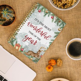 ANIANG It's The Most Wonderful Time of The Year Spiral Notebook, Christmas Journal, Christmas Deer 5.5"x8.3" 164pages Lined Notebooks College Ruled, Christmas Notebook for Office School Supplies