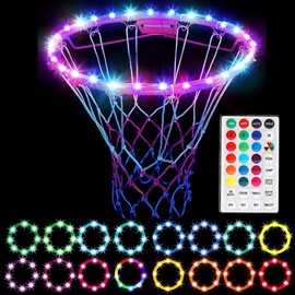 LED Basketball Hoop Lights Remote Control Basketball Rim LED Light 4 Modes 16 Color Waterproof for Training Playing Outdoors at Night