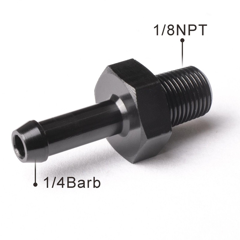 1/8" NPT Male to 1/4" Hose Barb Aluminum Adapter Fitting