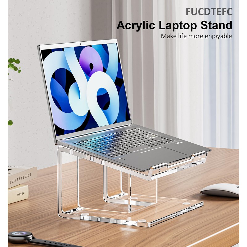 FUCDTEFC Acrylic Laptop Stand for Desk, Laptop Riser for 10-15.6