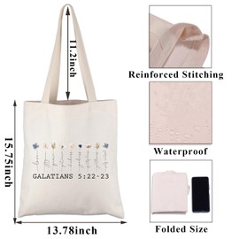 PLITI Christian Flower Tote Bag For Women (Galatians 5:22-23 TGCA)