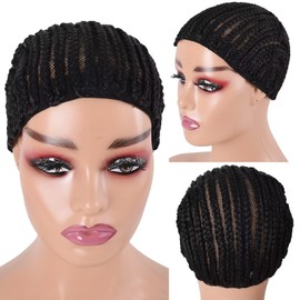 Royota Braided Wig Cap For Crochet Hair Braids Breathable Cornrow Crochet Wig Cap for Easier Sew in Weave Glueless Crochet Wig Cap for Making Wig Tight Fit Natural Looking (braided caps,2pcs)