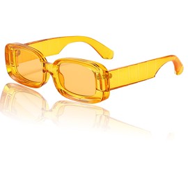 Mriendao Yellow Sunglasses for Women Men Retro Rectangle Sun Glasses Shades Trendy Rectangular Chunky Thick Frame 2025