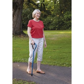 Carex Ergo Offset Cane with Soft Cushioned Handle - Adjustable Walking Cane for Women - Black Cane with Floral Pattern and Flowers, Black Floral