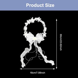 LUPATDY Headband Communion Adjustable Flower Wreath Headpiece Girls Hair Wreath Christening Hair Accessories Princess Flowers Headband Wedding Flower Girl Headpiece White Headband with Flowers Beads