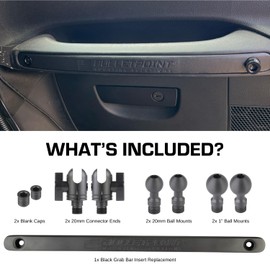 Bulletpoint Mounting Solutions Metal Grab Bar Insert Replacement with 2 Mounting Points Compatible with 2011-2018 Jeep Wrangler JK (Black)