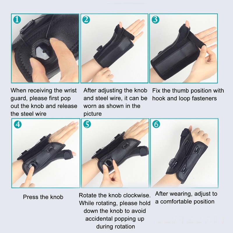 Wrist Brace Knob Adjustable Aluminum Plate Stable Support Comfortable Fabric
