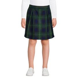 Lands' End School Uniform Girls Plaid Skort Top of Knee 7 Hunter/Classic Navy Plaid